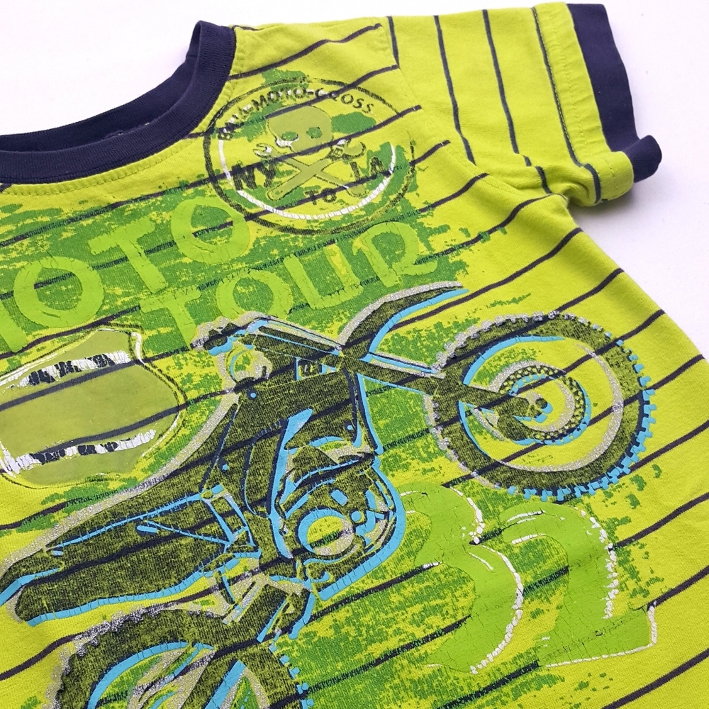 LITTLE REBELS 3T Striped Motorcycle Tee